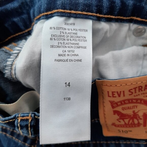 LEVI'S 510 Skinny Fit Blue Wash Jeans Youth Kids Sz 14 - Picture 9 of 9